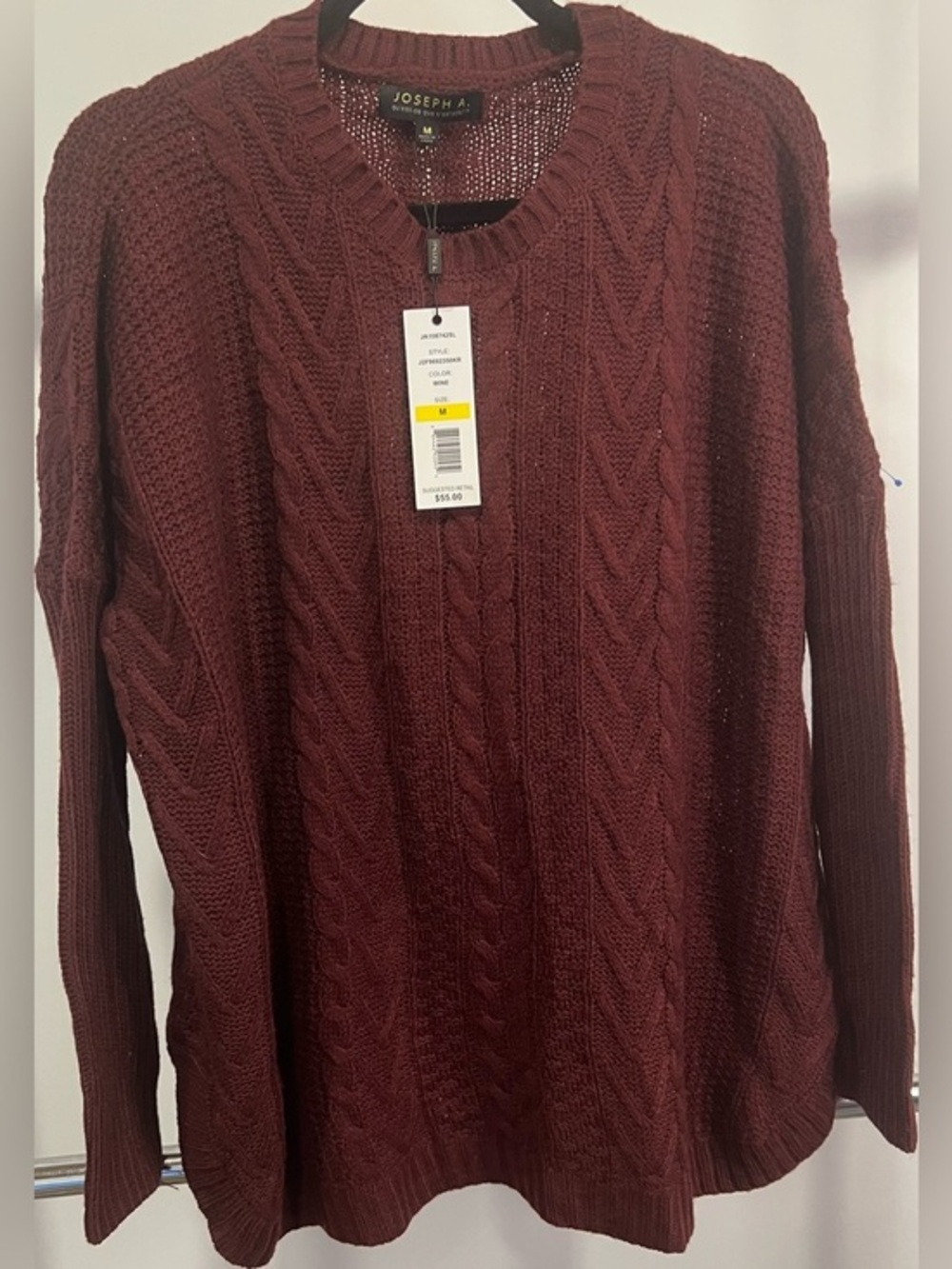 NWT Joseph A. Sweater Wine Size M